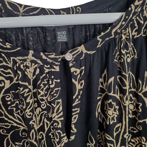 Lucky Brand Size 3X Tunic Blouse Popover Keyhole Puff 3/4 Sleeve Light Flowy - Picture 6 of 11